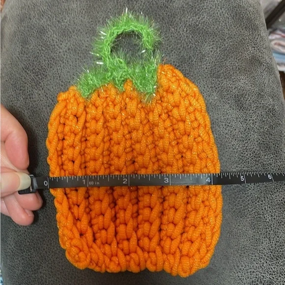 Handmade Pumpkin Scrubby Soap Holder Nylon Crochet Hand Crafted Pots Exfoliation - Picture 6 of 6